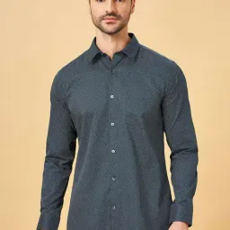 Peregrine by Pantaloons Midnight Navy Cotton Slim Fit Printed Shirt-picture-31