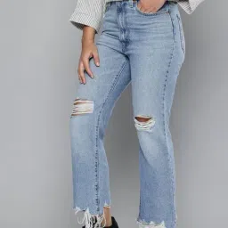 Levi's Women's High Rise Ribcage Crop Blue Bootcut Jeans image 3