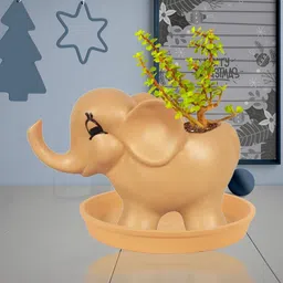 LASAKI Jumbo Brown Ceramic Handmade Planter With Plate image 4