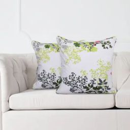 SWAYAM Set of 2 Printed 160 TC Pure Cotton White,Grey Ethnic Motif Cushion Cover-image-103