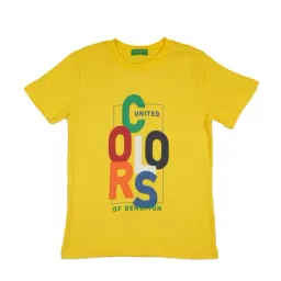 United Colors of Benetton Kids Yellow Cotton Logo Print T-Shirt-picture-36