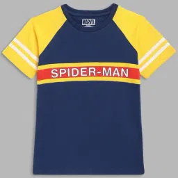 Blue Giraffe Kids Navy & Yellow Cotton Printed T-shirt-image-33