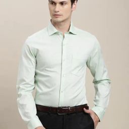 Turtle Sea Green Cotton Slim Fit Dobby Shirt-picture-27