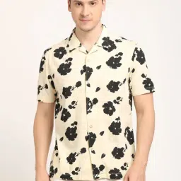 Indian Terrain Beige Slim Fit Floral Shirt-image-87