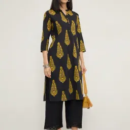 Utsa by Westside Black Buta Printed Straight Cotton Kurta-picture-26
