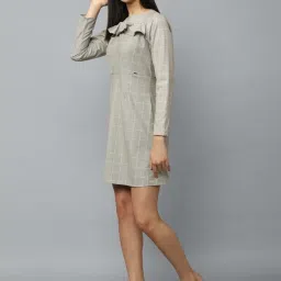 Allen Solly Grey Chequered A-Line Dress image 4