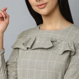 Allen Solly Grey Chequered A-Line Dress image 5