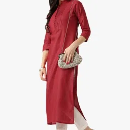 Libas Maroon Regular Fit Cotton Kurta image 3