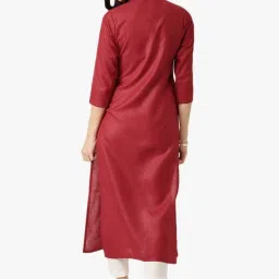Libas Maroon Regular Fit Cotton Kurta image 2
