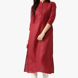 Libas Maroon Regular Fit Cotton Kurta image 1