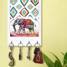 999Store White & Red MDF Decorative Wall Mount Key Holder - Set of 1 image 1