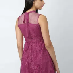 Van Heusen Purple Self Pattern A-Line Dress image 2