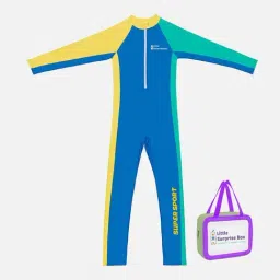 Little Surprise Box Kids Blue & Yellow Printed Full Sleeves Swimsuit-picture-24