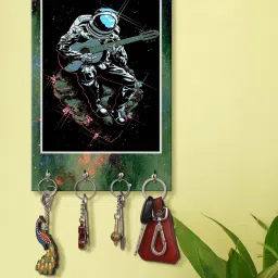 999Store Green & Blue MDF Decorative Wall Mount Key Holder - Set of 1 image 1