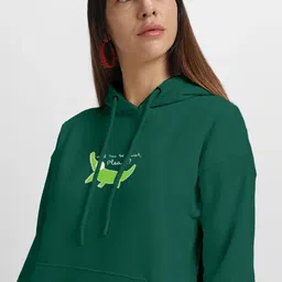 JUNEBERRY Women Printed Hooded Sweatshirt image 3