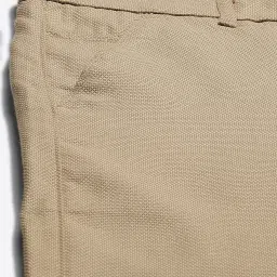 Sojanya Beige Cotton Regular Slim Fit Self Pattern Flat Front Trousers image 5