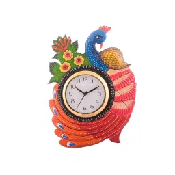 eCraftIndia KWC636 Exotic and Stylish Colorful Peacock Wooden Handcrafted Wooden Wall Clock-picture-16