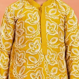 VASTRAMAY Boys Mustard Kurta And Pyjama Set image 5