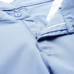 Sojanya Blue Cotton Regular Slim Fit Self Pattern Flat Front Trousers image 4