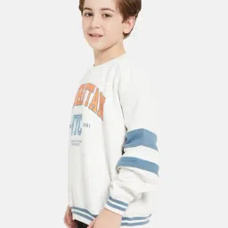 Octave Kids White Graphic Print Full Sleeves Sweatshirt image 5