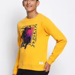 Lil Tomatoes Kids Mustard Black Panther Print Full Sleeves Sweatshirt image 4
