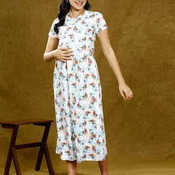 MORDEN MUSE Women Maternity Fit & Flare Midi Dress-image-11