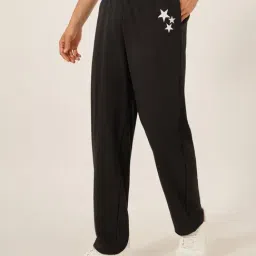 Styli Black Cotton Relaxed Fit Trackpants-image-95
