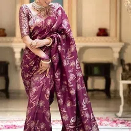 tammu designer Ethnic Motifs Zari Art Silk Handloom Banarasi Saree image 3