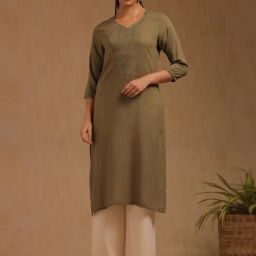 Soch Olive Straight Fit Embroidered Kurta-picture-44