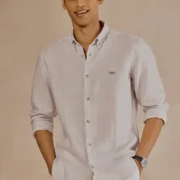 Andamen Grey Linen Slim Solid Shirt-image-49