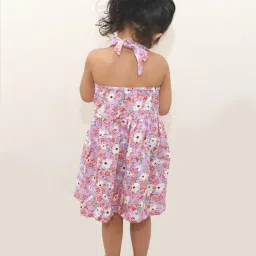 Campana Kids Purple Cotton Floral Print Dress image 2