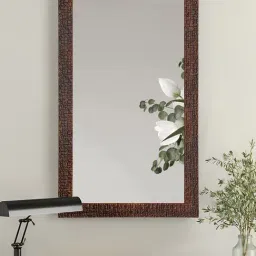 Art Street Red Marble Wall Mount Rectangular Mirror with Frame image 2