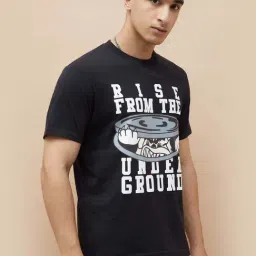 Fame Forever By Lifestyle Black Cotton Regular Fit Printed T-Shirt-picture-27