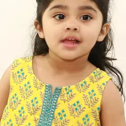 Campana Kids Yellow & Blue Cotton Floral Print Dress image 3