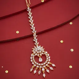 Kushal's Fashion Jewellery Gold-Plated Zircon Studded Maang Tikka Head Jewellery-picture-50