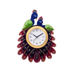 eCraftIndia KWC646 Handcrafted Papier-Mache 2 Peacocks Decorative Wall Clock-picture-15