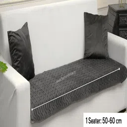 Fashion Throw Grey Self Design 2 Seater Velvet Sofa Cover-image-4