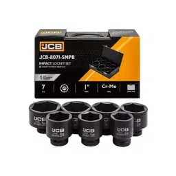JCB 7 Pcs Impact Sockets Kit Chrome Molybdenum Steel 1 Inch (25.4 mm) Size Black, JCB-8071-5MPB-picture-32