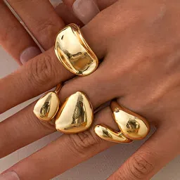 Jewels Galaxy Set Of 3 Gold-Plated Finger Rings image 2