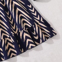 BAESD Girls Chevron Printed Flutter Sleeves Fit & Flare Dress image 3