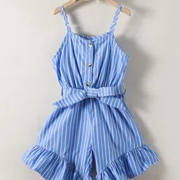 Kookie Kids Singlet Sleeves Striped Jumpsuits - Blue-picture-12