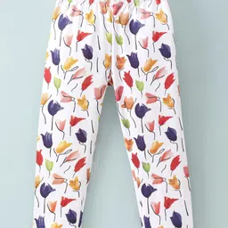 Doreme Cotton Single Jersey Knit Full Length Leggings Floral Print -  White-picture-25