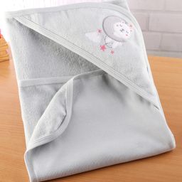 Simply Terry Cotton Knit Teddy Bear Embroided Hooded Towel L 80 x B 80 cm -Light Grey-picture-28