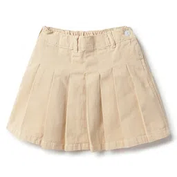 Tales & Stories Cotton Woven Solid Pleated Skirt - Beige-picture-36