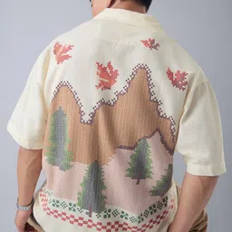 The Souled Store Autumn Floral Printed Spread Collar Casual Pure Cotton Oversized Shirt-image-89