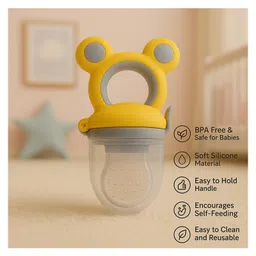 KIDS BASIC Premium Silicone Baby Mickey Nibbler Fruit & Food Feeder - Yellow & Blue(Pack of 2) image 2