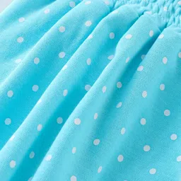 Babyhug 100% Cotton Knit Sleeveless Onesie with Polka Dots Print - Blue image 3