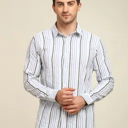 7OUNCE Striped Spread Collar Casual Cotton Shirt-picture-30