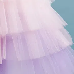 Babyhug Woven Frill Sleeves Layered Mesh Party Dress With Sequin Detailing - White image 5