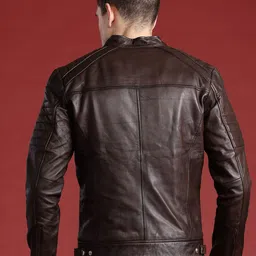 Leather Retail Men Multi-Pocket Leather Biker Jacket image 4